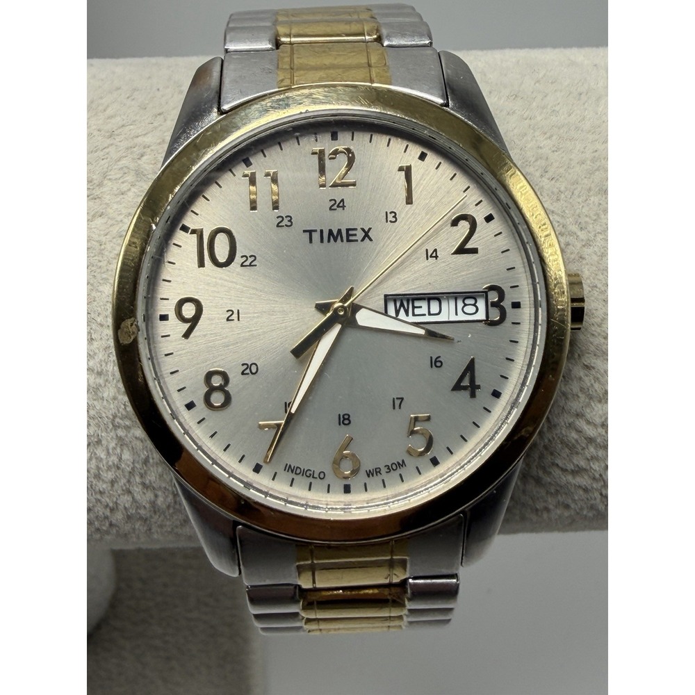 Timex New‎ Battery Mens Watch VO 2011 Indiglo 36MM 7" Stretch Band